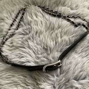 Esprit Brand New Black Leather and Chain Belt